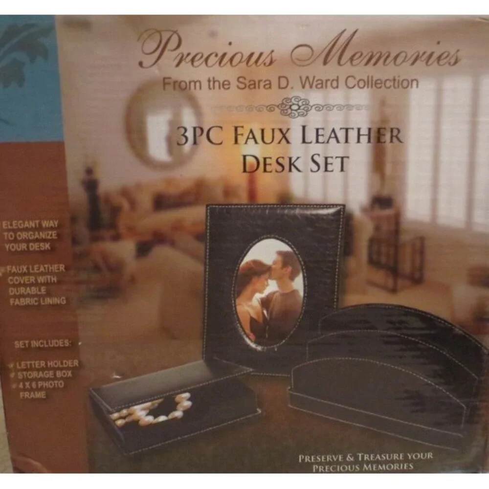 Precious Memories 3 Pc Faux Leather Desk Set